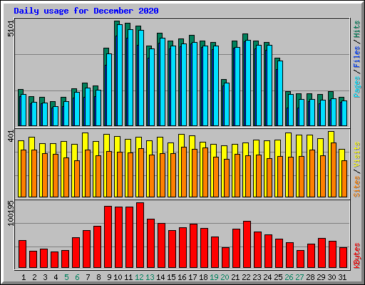 Daily usage for December 2020