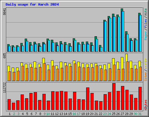 Daily usage for March 2024