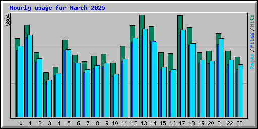 Hourly usage for March 2025