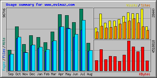 Usage summary for www.evimaz.com