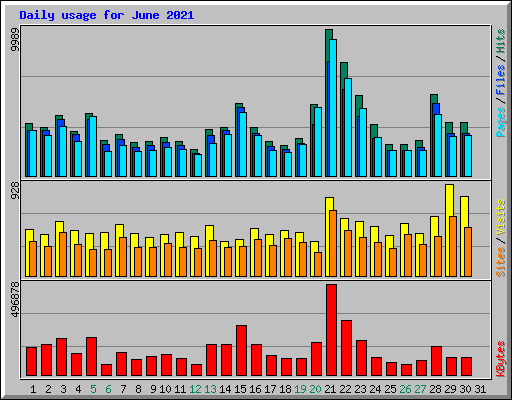 Daily usage for June 2021